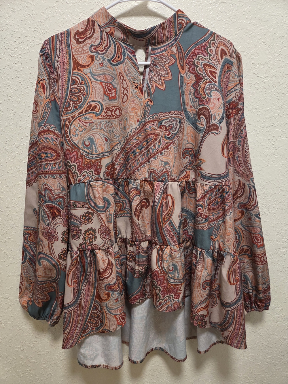 SHEIN High Low Paisley Blouse